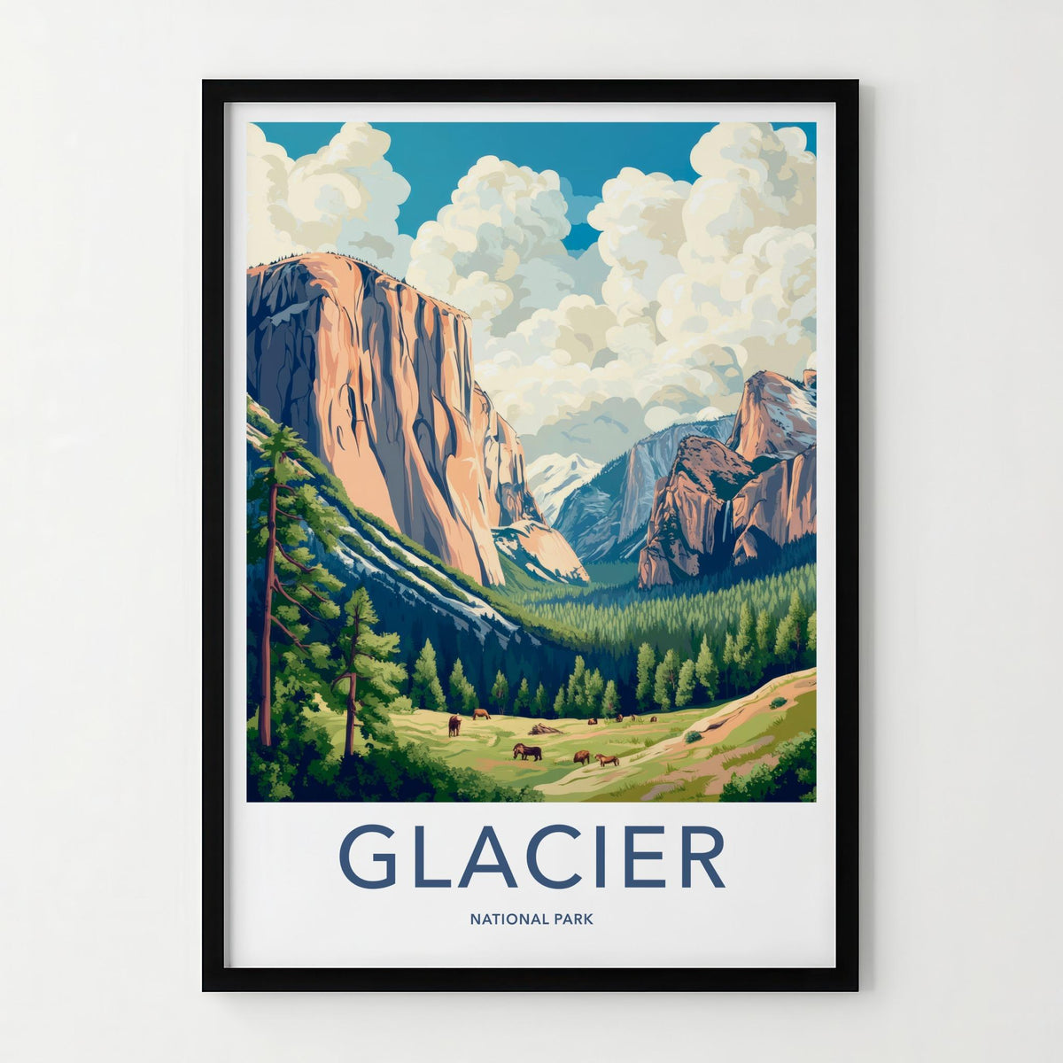 Glacier National Park Poster - Mountain Wall Art With Granite Cliffs