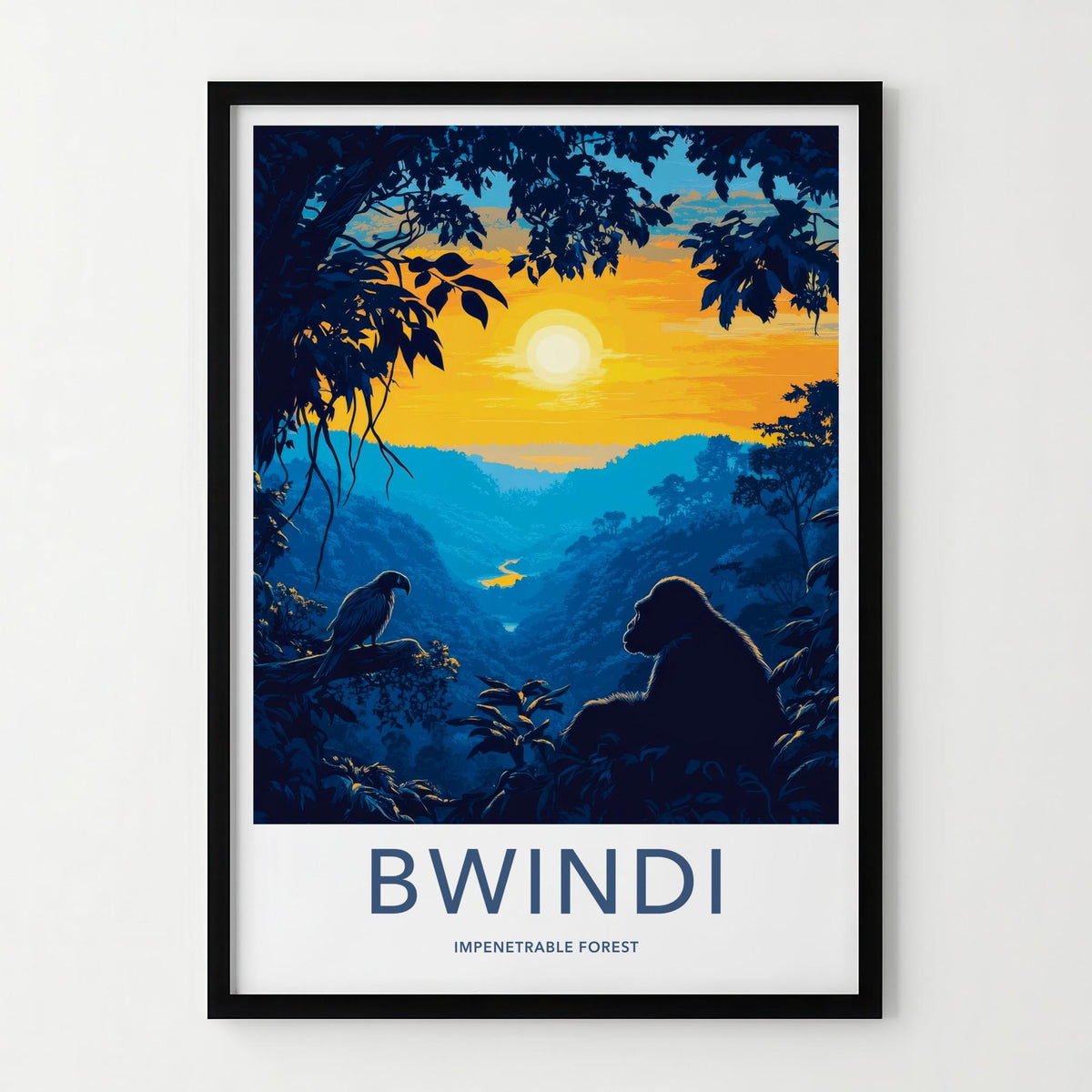 Bwindi National Park Poster - Mountain Gorilla & African Wildlife Art