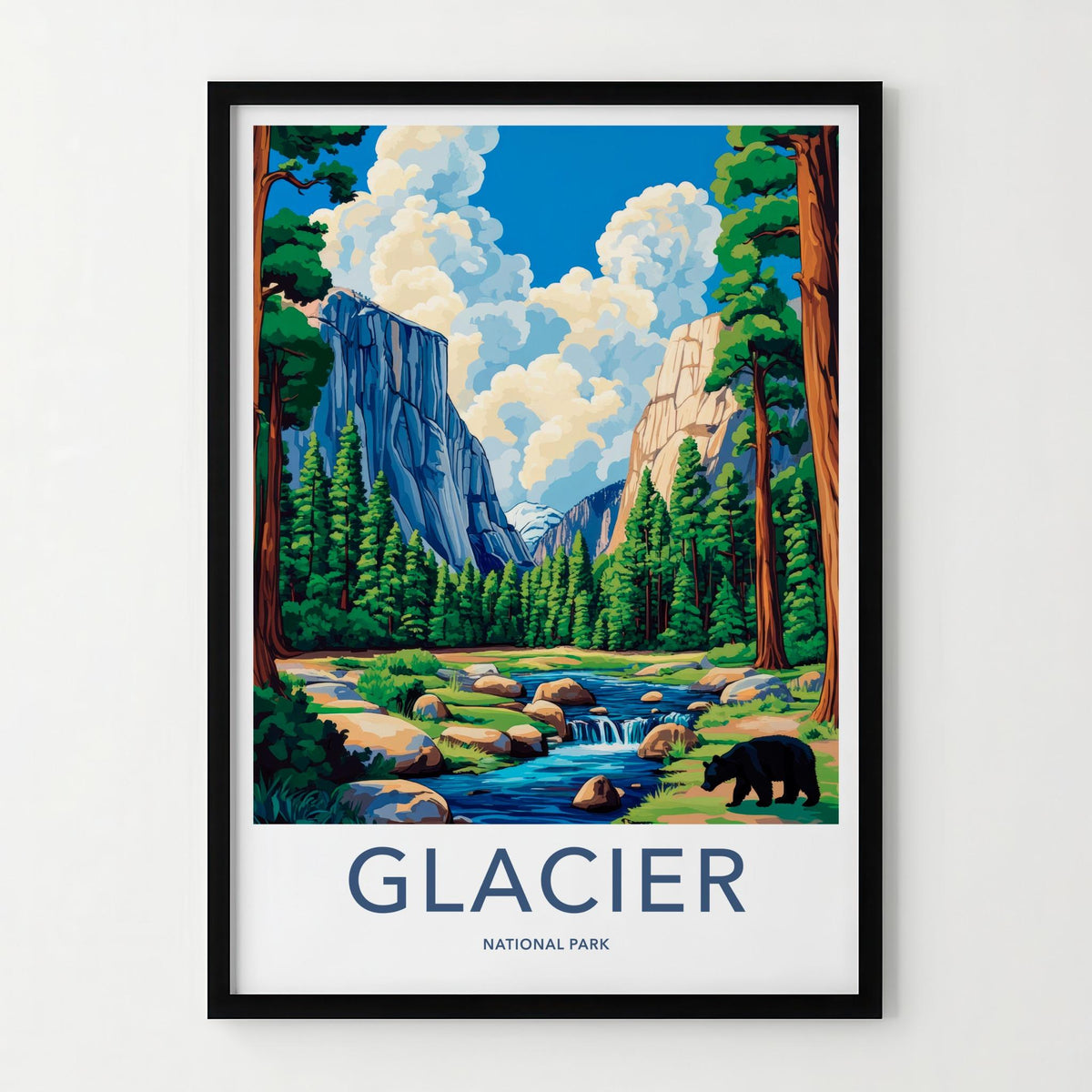 Glacier National Park Poster - Majestic Mountain Wall Art & Wildlife