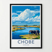 Chobe National Park Poster - Wildlife Wall Art Featuring Elephants