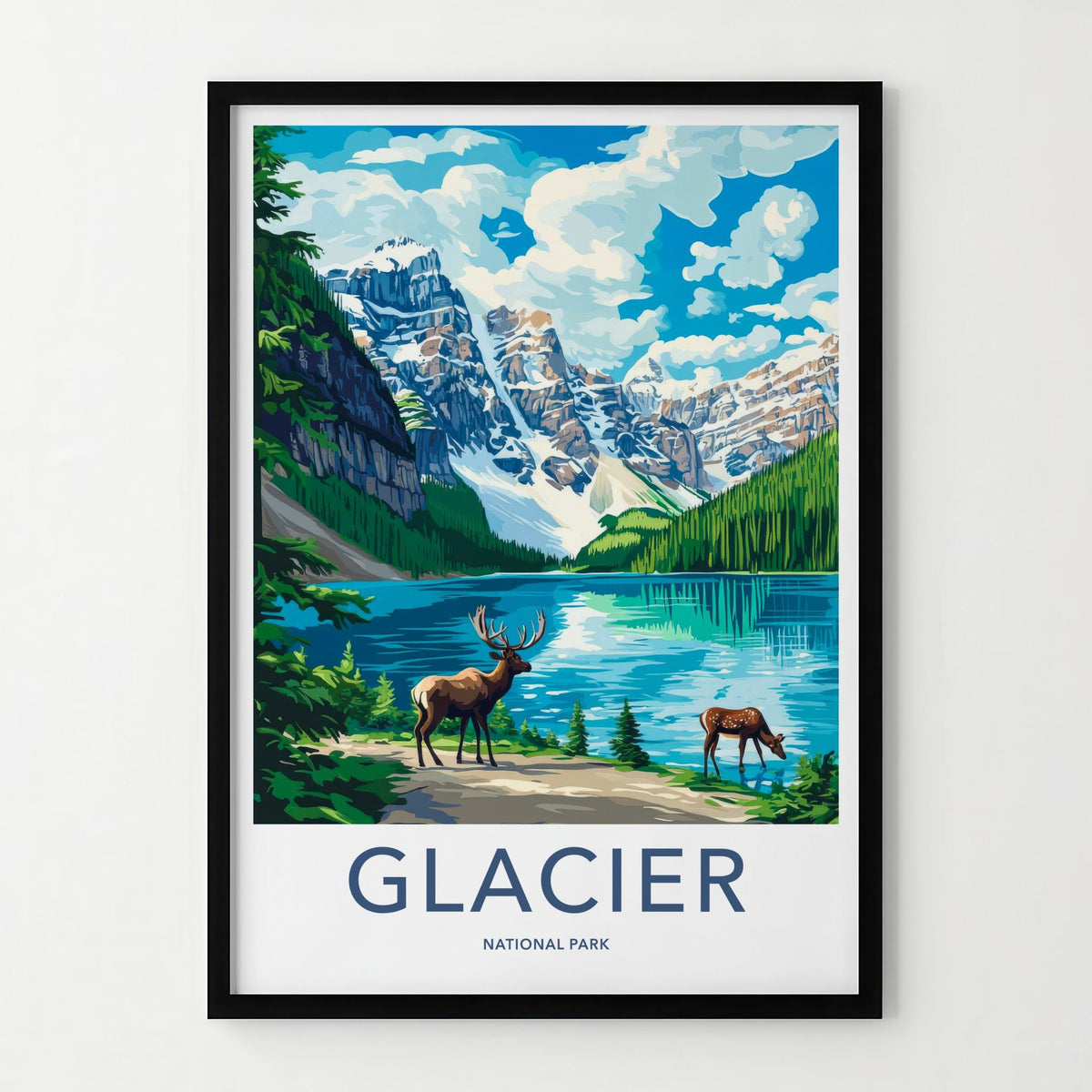 Glacier National Park Poster - Montana Wall Art With Mountain