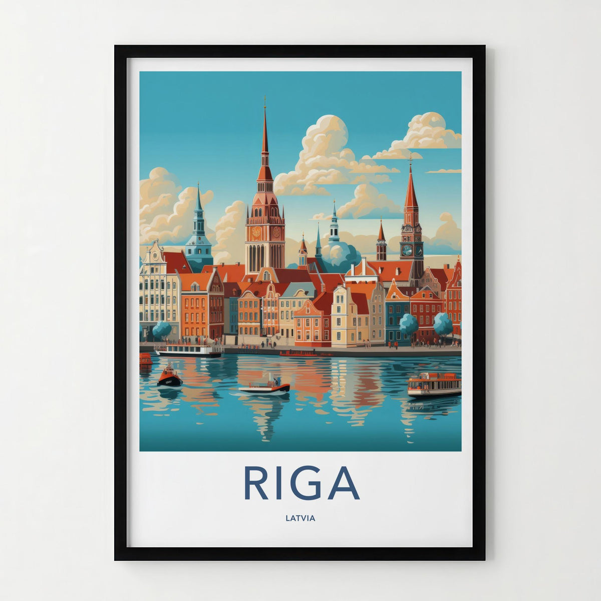 Riga Poster - Latvia Wall Art Featuring Cityscape And Gothic Church