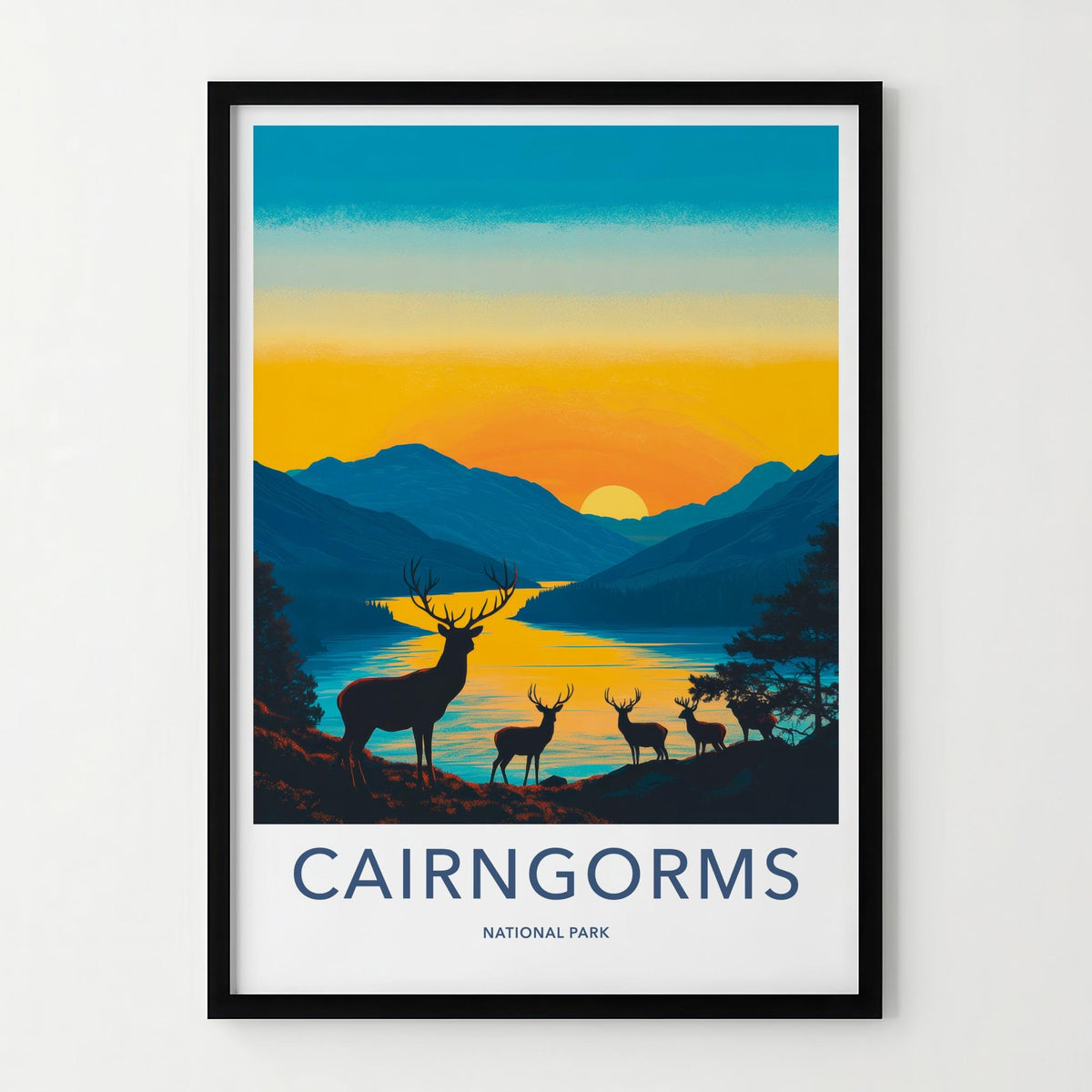 Cairngorms National Park Poster - Scenic Mountain View & Wildlife