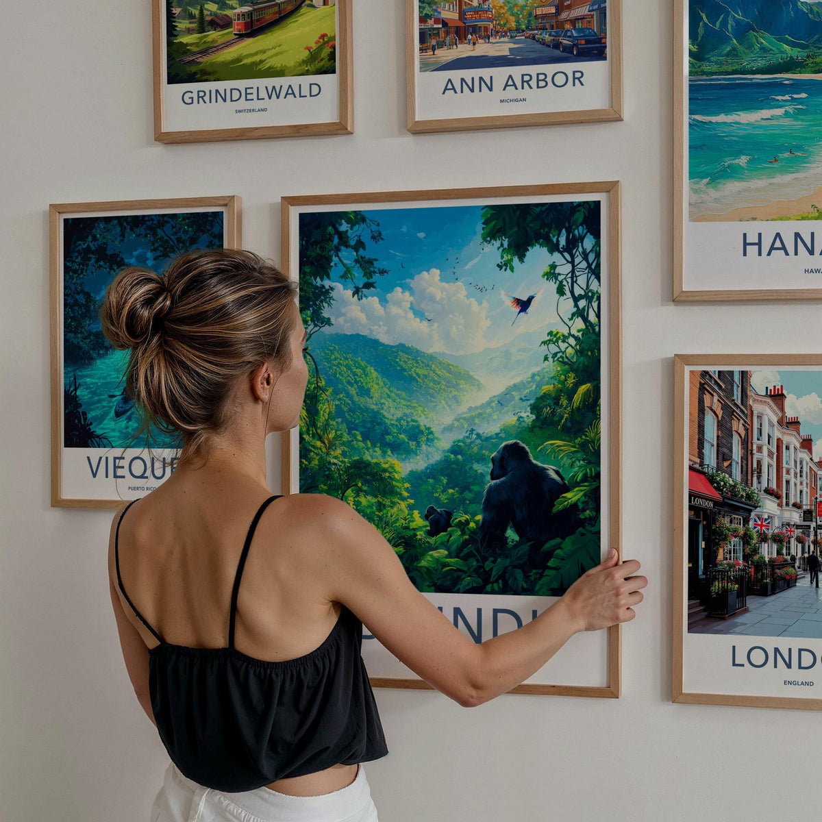 Bwindi National Park Poster - African Travel Art With Gorilla Wall