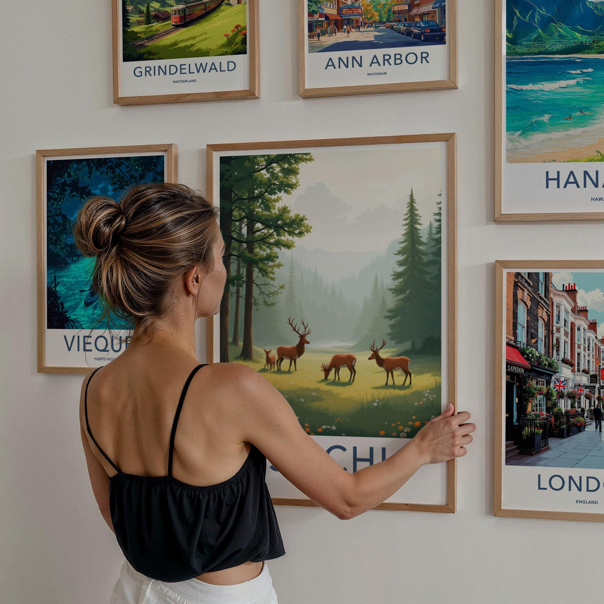 Sochi National Park Poster - Scenic Nature Decor With Deer & Forest