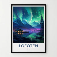 Lofoten Poster - Norway Wall Art Featuring Northern Lights Print