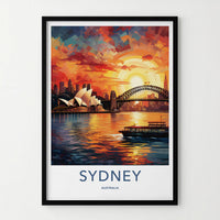 Sydney Sunset Poster - Vibrant Australia Wall Art Featuring Harbor