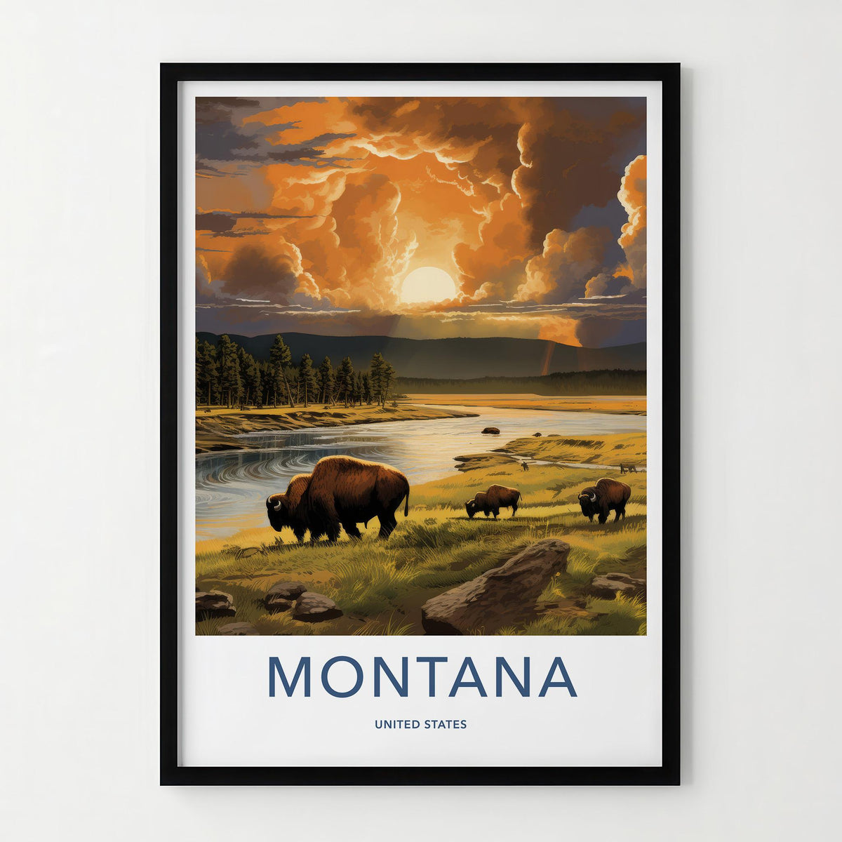 Montana Poster - Bison Wall Art