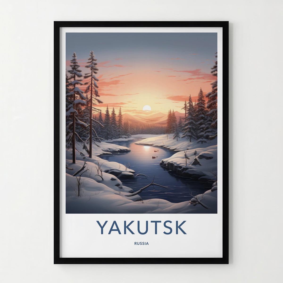 Yakutsk Poster - Russia Wall Art Featuring Winter Scenery and Snowy