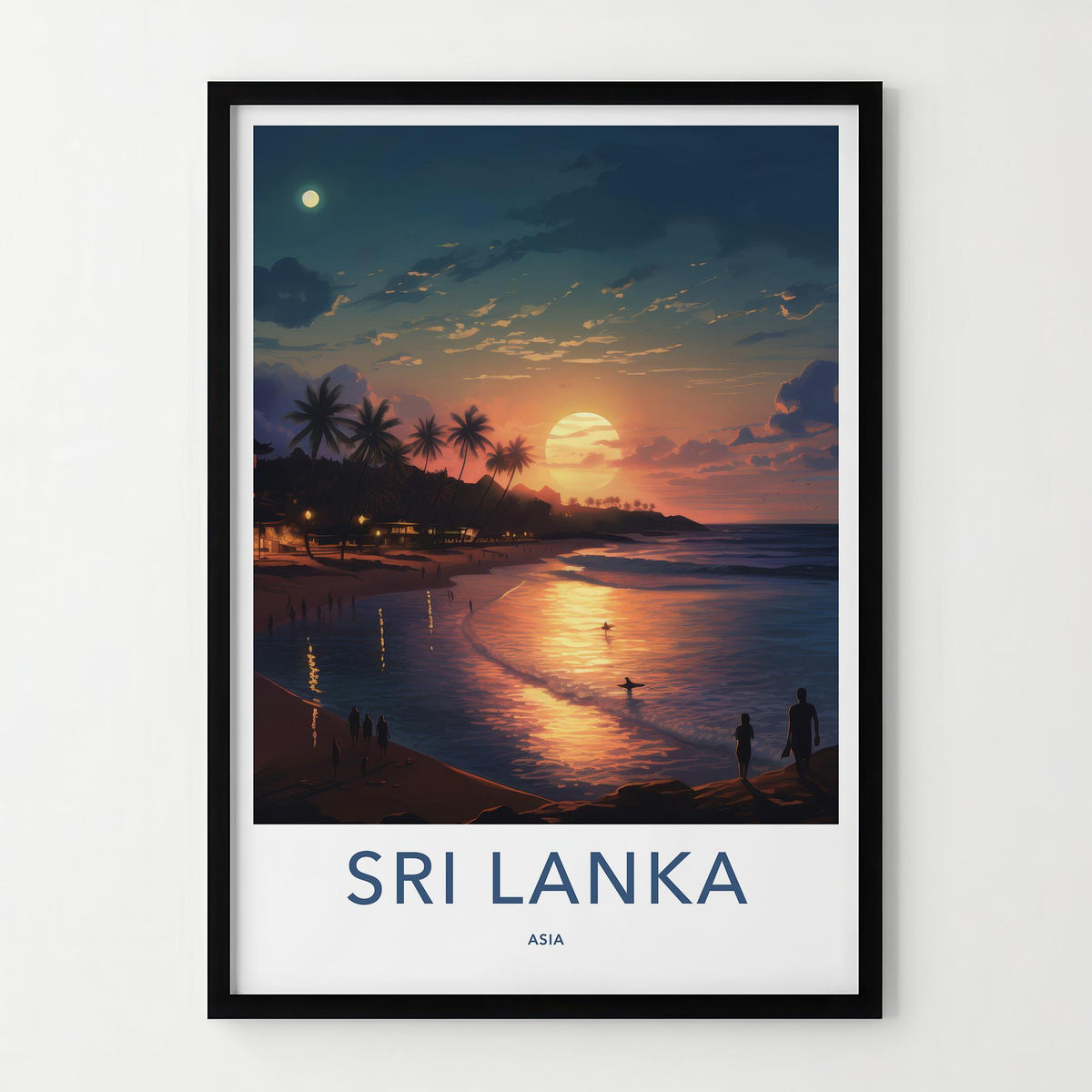 Sri Lanka Poster - Tropical Sunset Print With Palm Tree Wall Decor