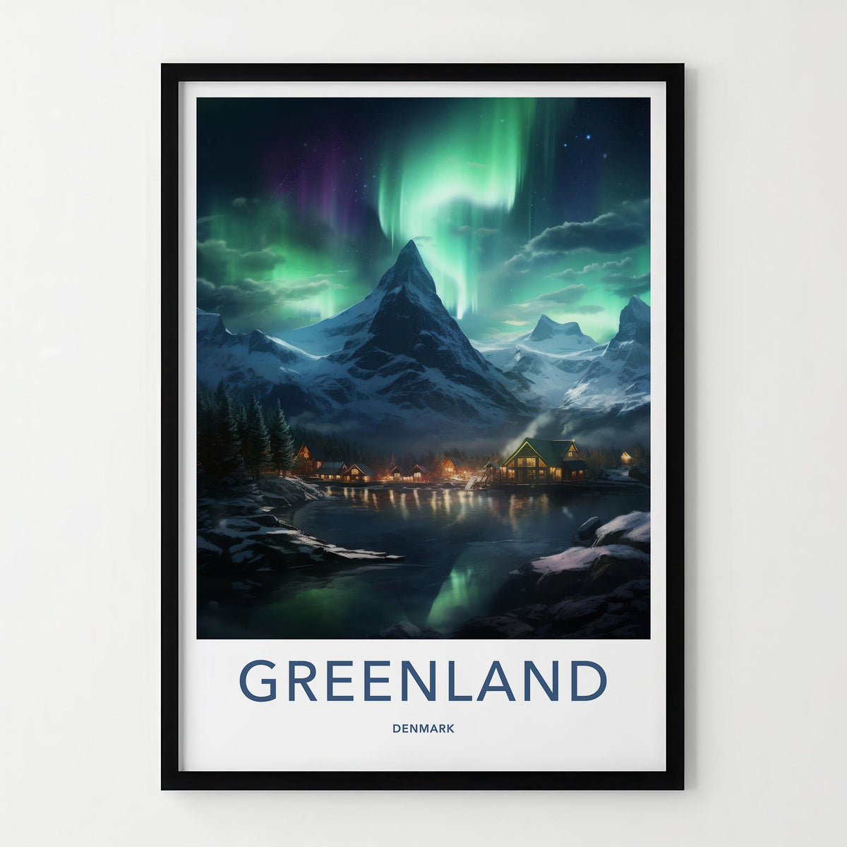 Greenland Northern Lights Poster - Arctic Wall Art With Mountain