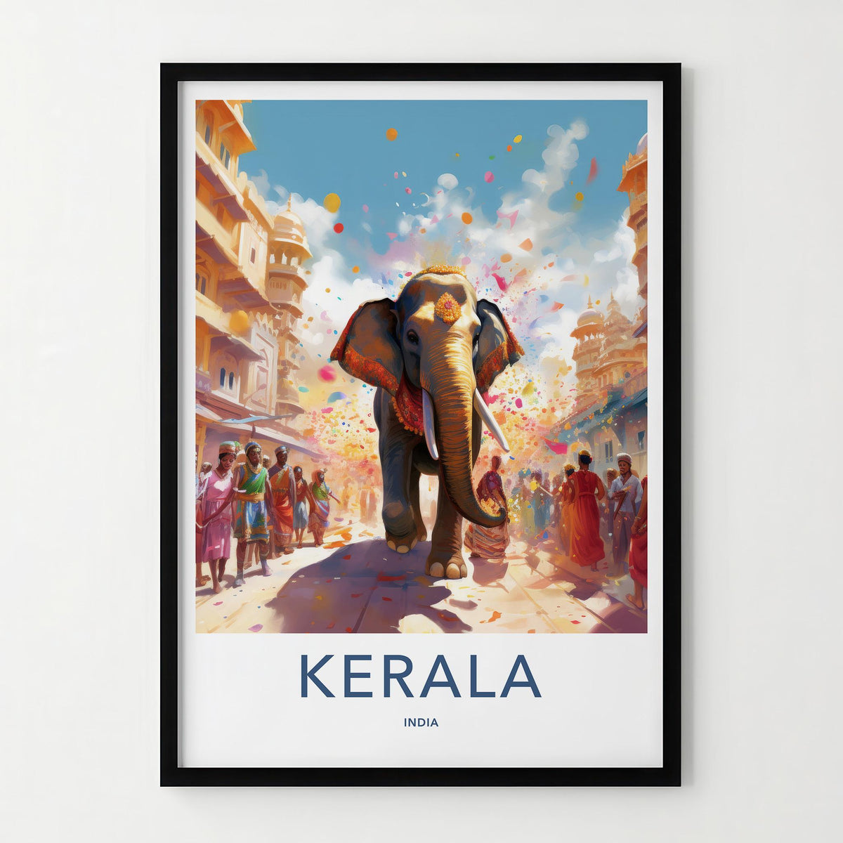 Kerala Wall Art - Vibrant Elephant Parade Poster