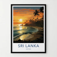 Sri Lanka Poster - Tropical Wall Decor With Sunset Beach Scene Print