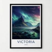 Victoria Canada Poster - Aurora Borealis Print With Mountain
