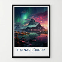 Hafnarfjörður Poster - Iceland Wall Art With Northern Lights & Scenic