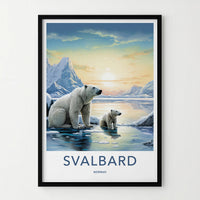 Svalbard Poster - Arctic Landscape Print With Polar Bear Illustration