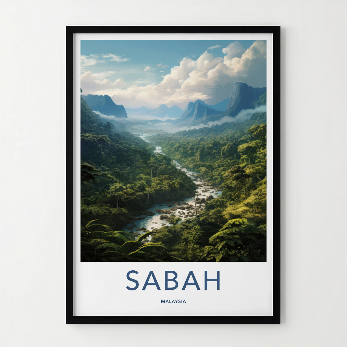 Sabah Rainforest Poster - Tropical Rainforest Print With Mountain