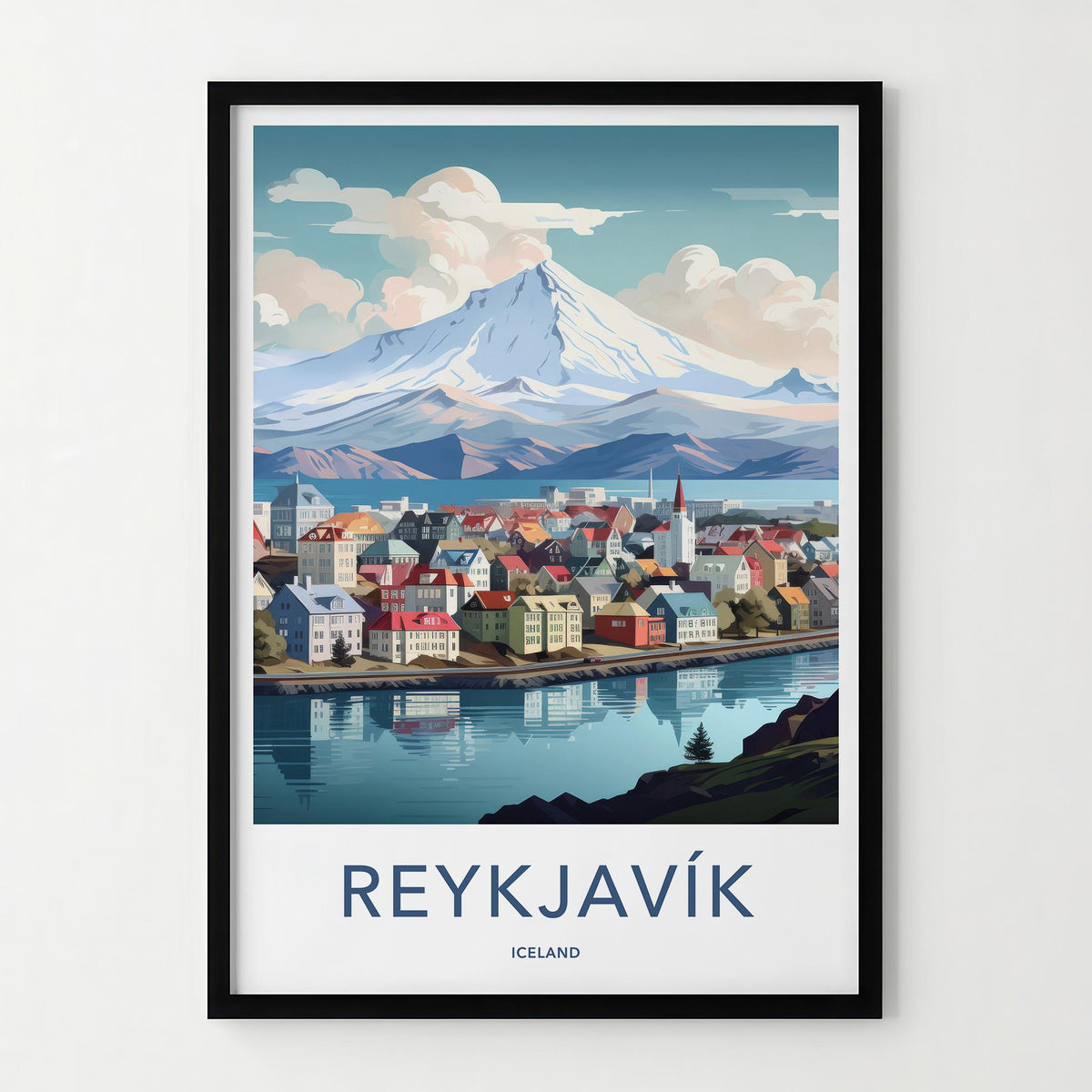 Reykjavik Poster - Iceland Wall Art With Scenic City Views & Mountain