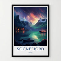 Sognefjord Poster - Norway Wall Art With Mountain Scenery & Coastal