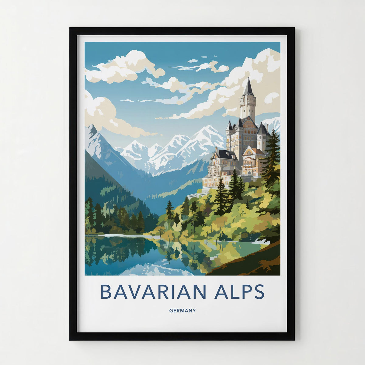 Bavarian Alps Poster - Scenic Mountain Landscape Print With Medieval