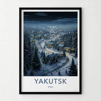 Yakutsk Poster - Cozy Cabin Wall Art Featuring Snowy Village & Winter