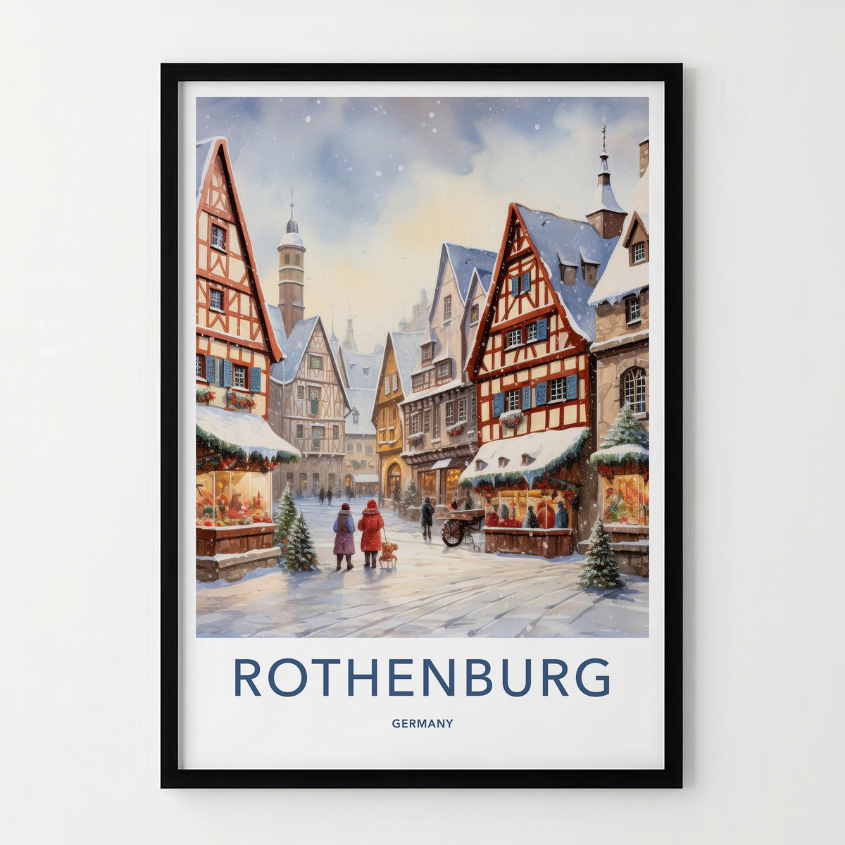 Rothenburg Poster - Medieval Town Print With Cobblestone Street Art