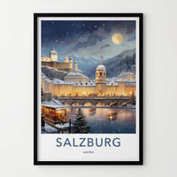 Salzburg Poster - Austria Wall Art With Snowy Landscape And Baroque