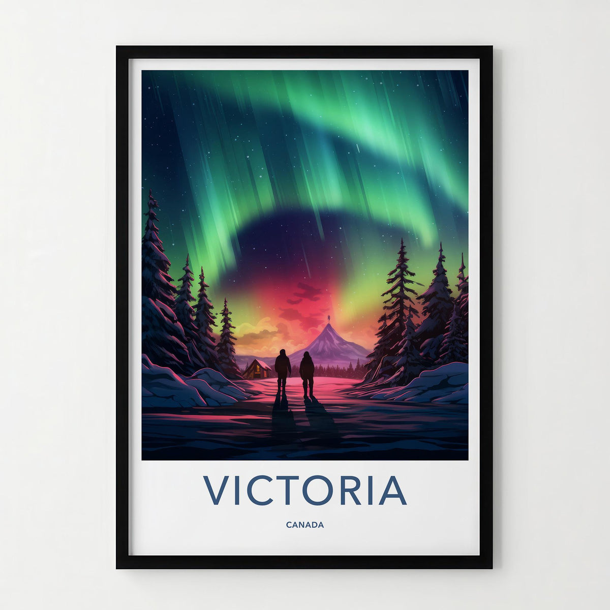 Victoria Canada Poster - Northern Lights Print With Mountain