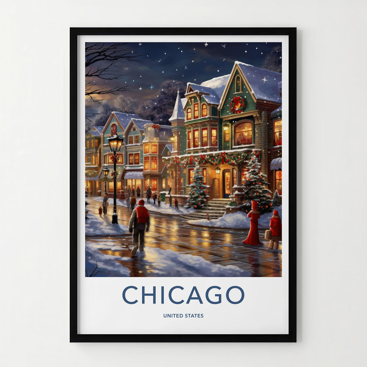 Chicago Wall Art - Winter Scene Art With Victorian Architecture