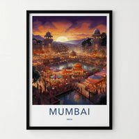 Mumbai Poster - Vibrant Market Scene & Historic Architecture Art Print