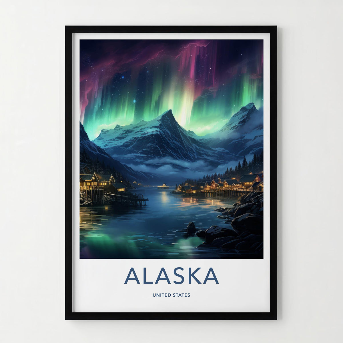 Alaska Poster - Northern Lights Art & Scenic Travel Wall Decor