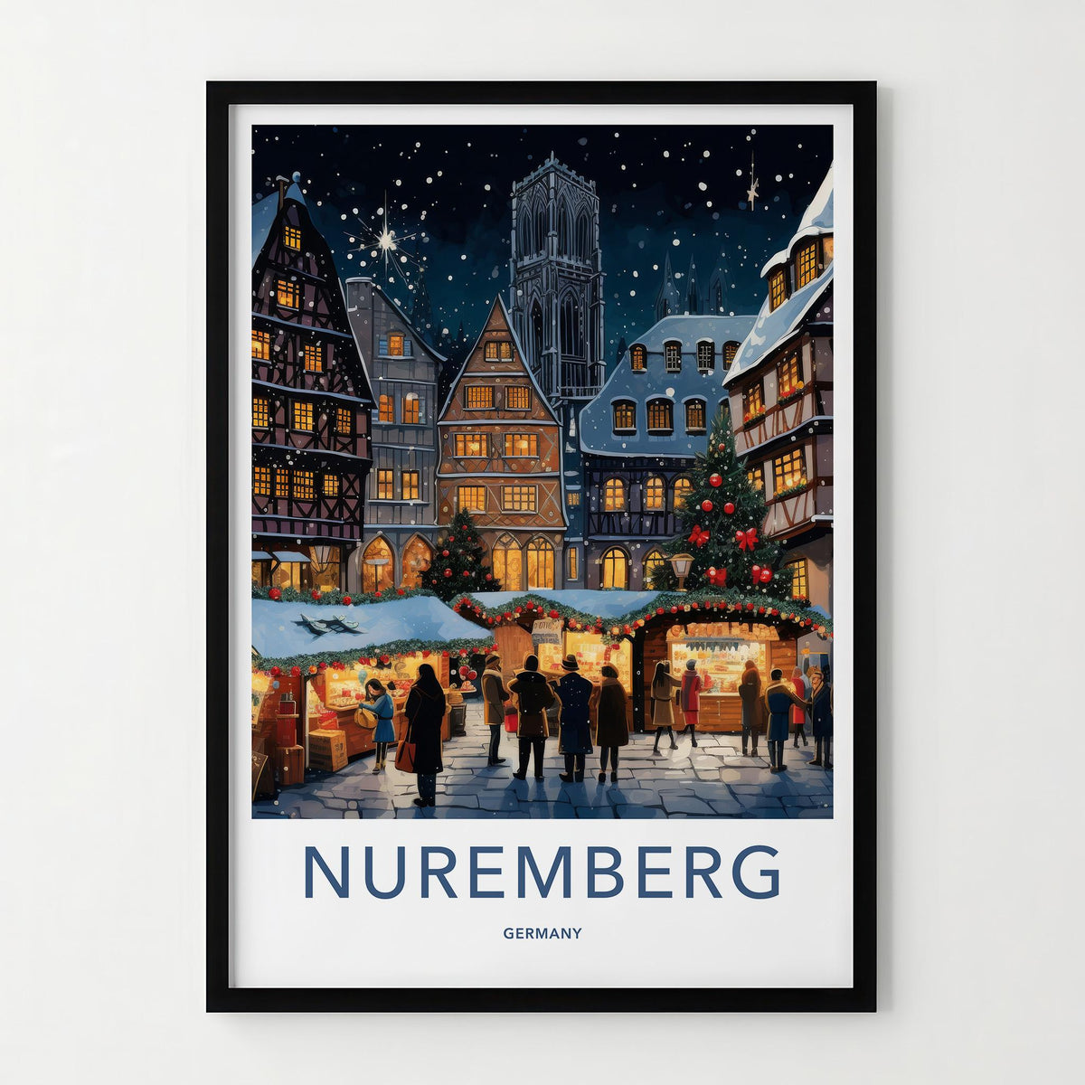 Nuremberg Poster - Festive Holiday Christmas Market Art With Timber