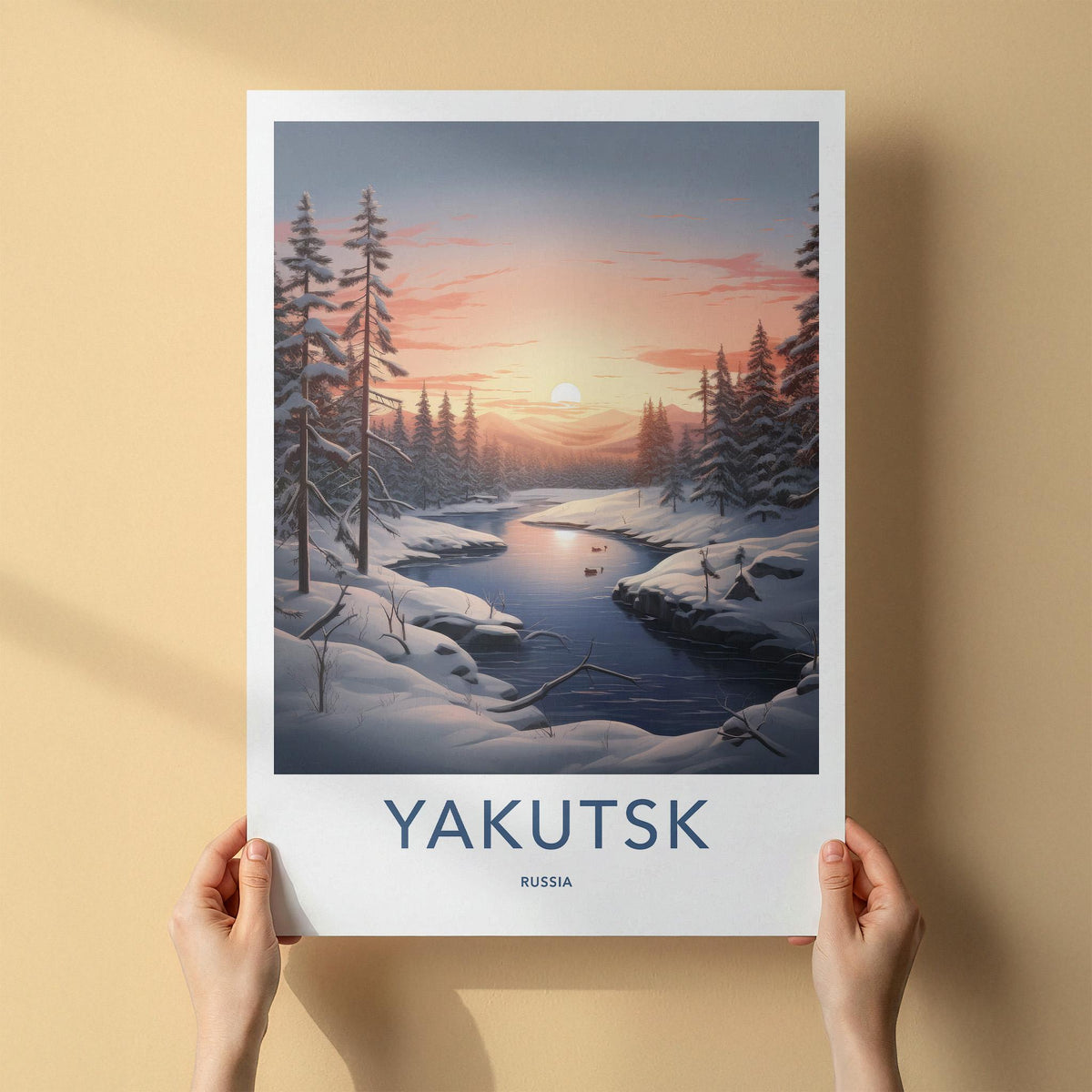 Yakutsk Poster - Russia Wall Art Featuring Winter Scenery and Snowy