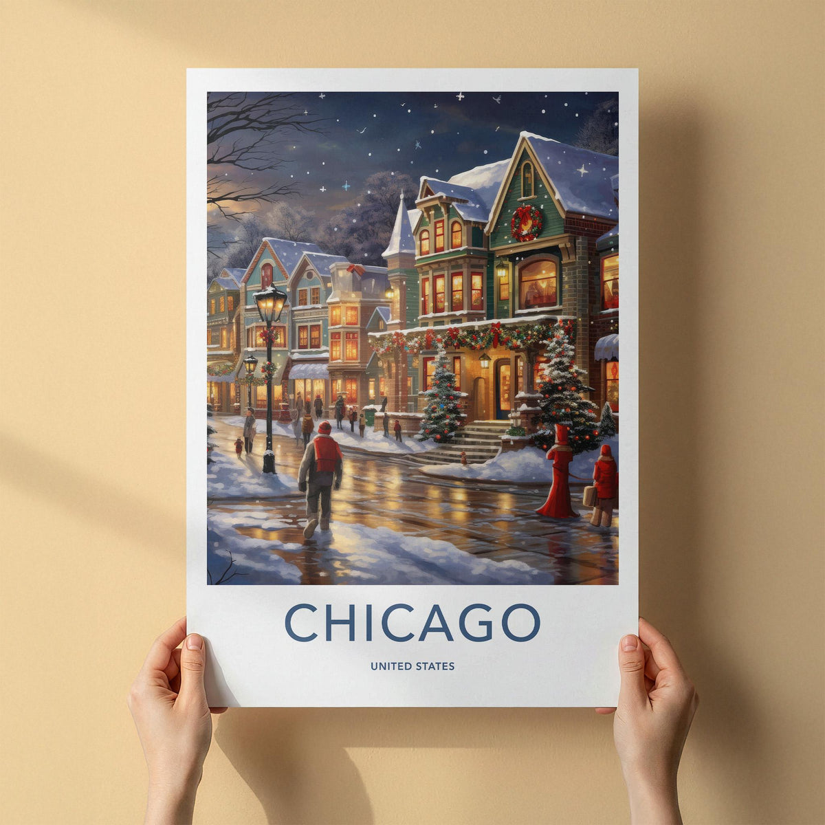 Chicago Wall Art - Winter Scene Art With Victorian Architecture