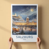 Salzburg Poster - Austria Wall Art With Snowy Landscape And Baroque