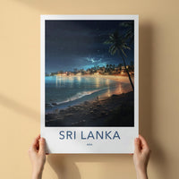 Sri Lanka Poster - Tropical Beach Wall Art With Palm Trees & Ocean
