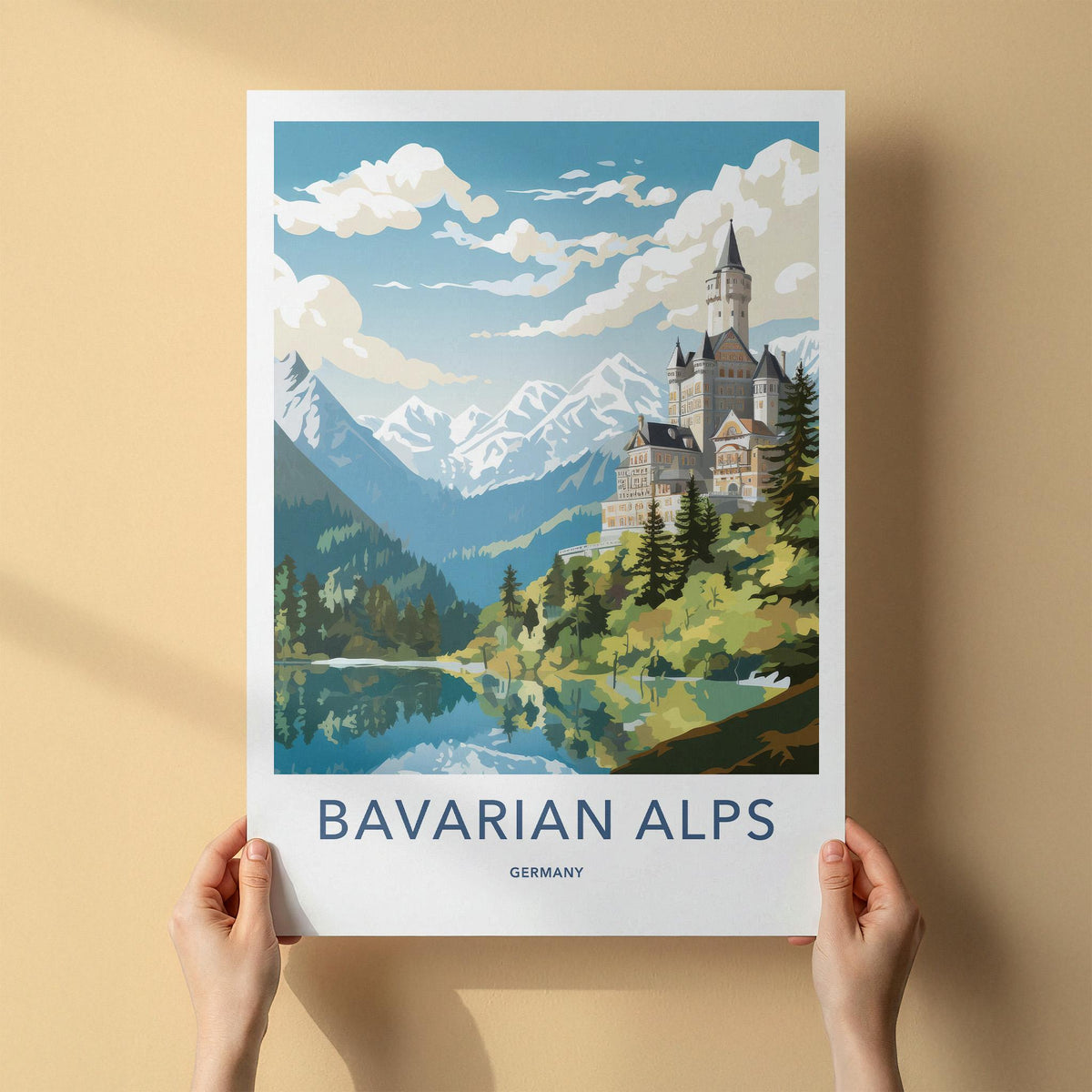 Bavarian Alps Poster - Scenic Mountain Landscape Print With Medieval