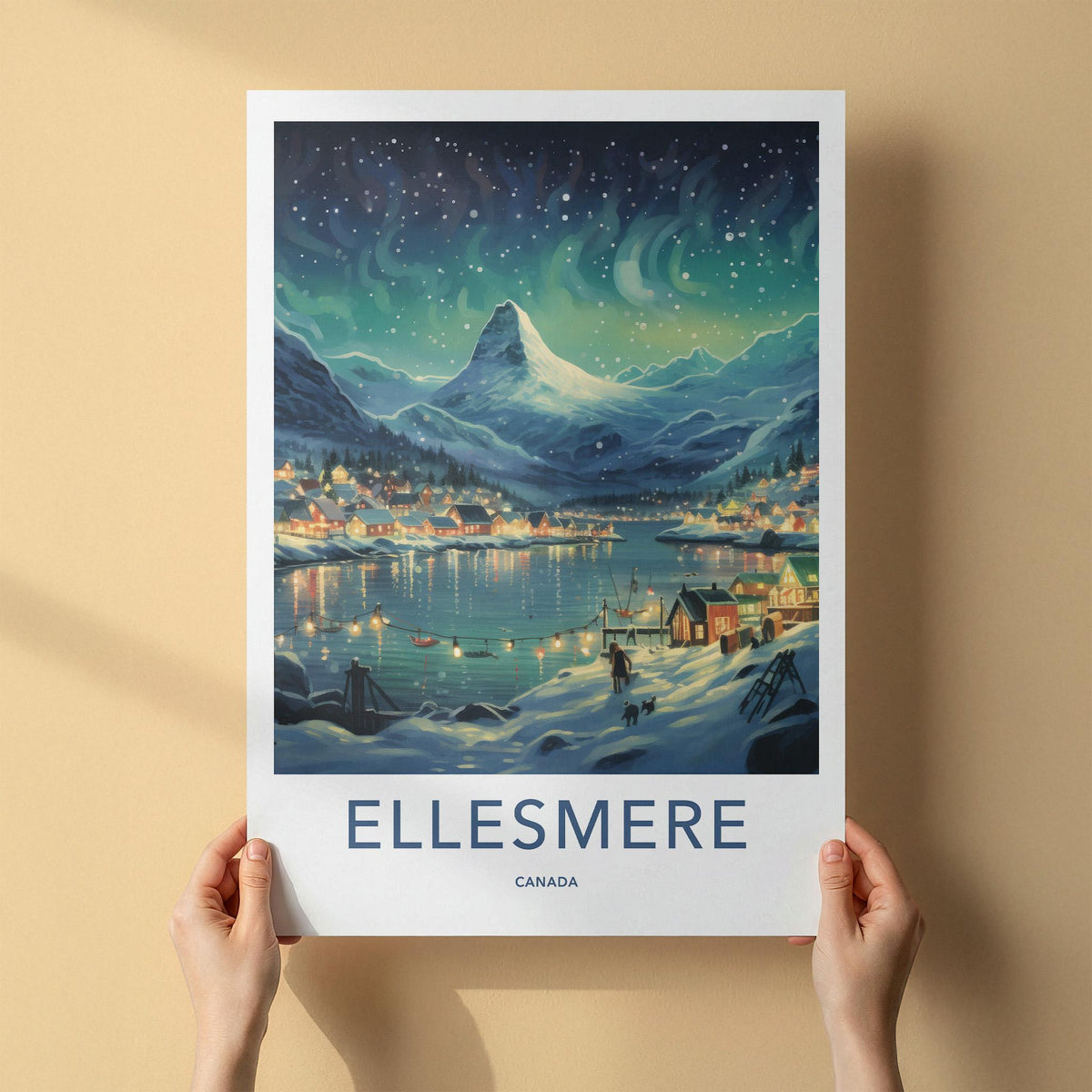 Ellesmere Canada Poster - Arctic Landscape Print With Aurora Borealis