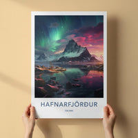 Hafnarfjörður Poster - Iceland Wall Art With Northern Lights & Scenic