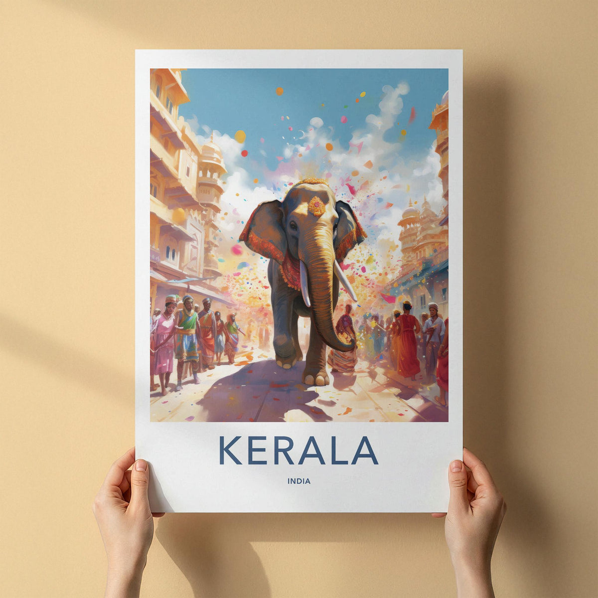 Kerala Wall Art - Vibrant Elephant Parade Poster