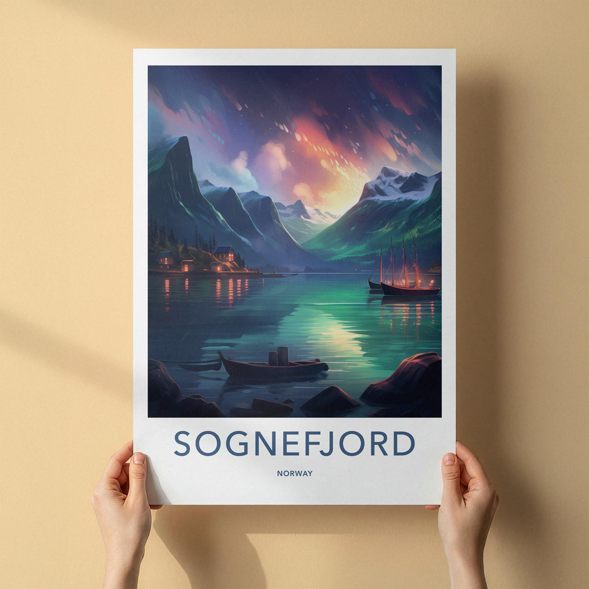 Sognefjord Poster - Norway Wall Art With Mountain Scenery & Coastal