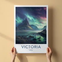Victoria Canada Poster - Aurora Borealis Print With Mountain