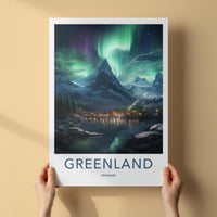 Greenland Northern Lights Poster - Arctic Wall Art With Mountain