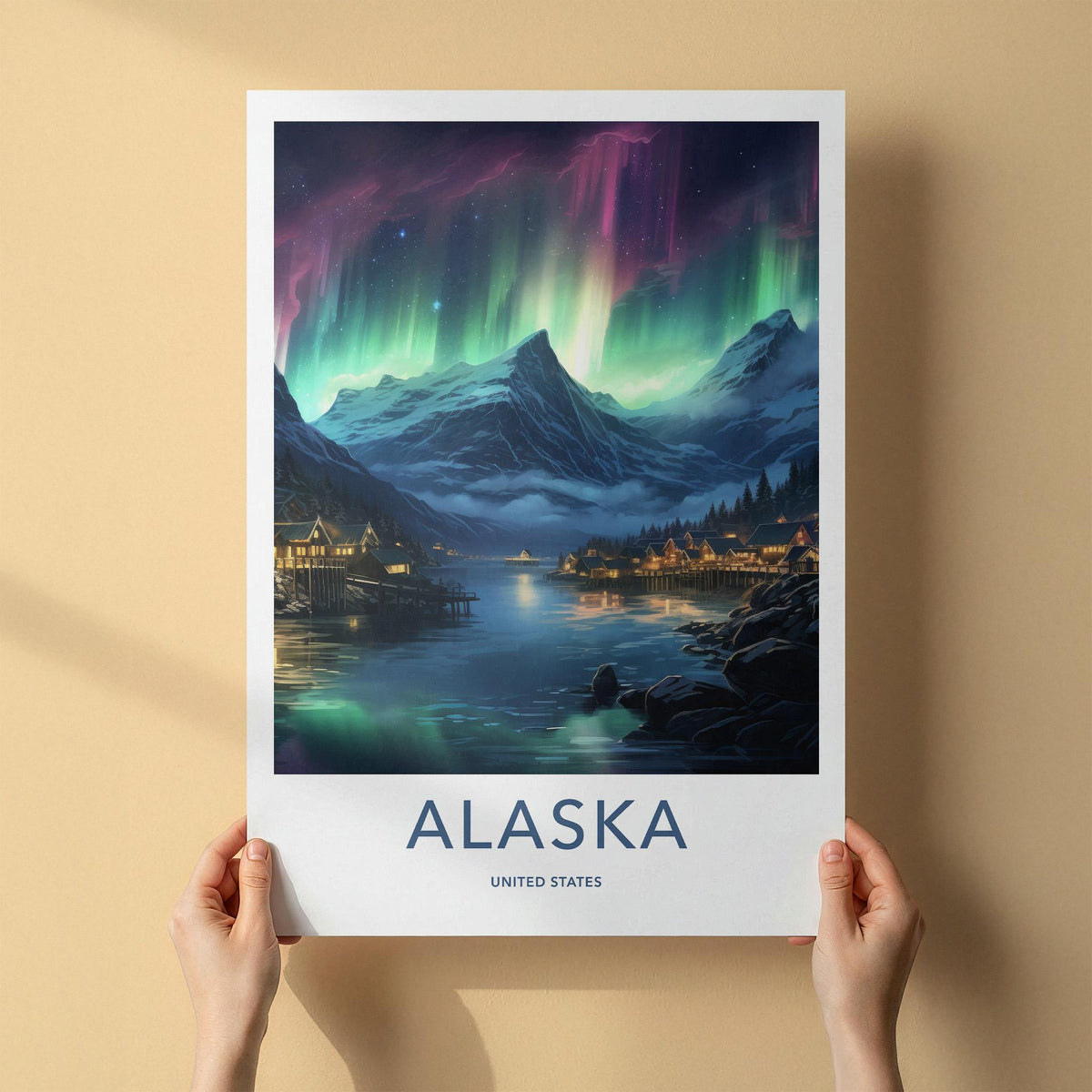 Alaska Poster - Northern Lights Art & Scenic Travel Wall Decor