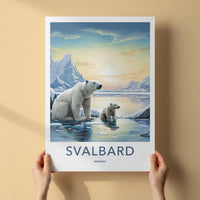 Svalbard Poster - Arctic Landscape Print With Polar Bear Illustration
