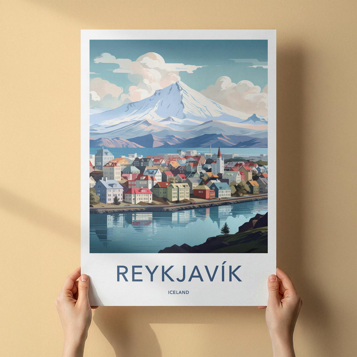 Reykjavik Poster - Iceland Wall Art With Scenic City Views & Mountain