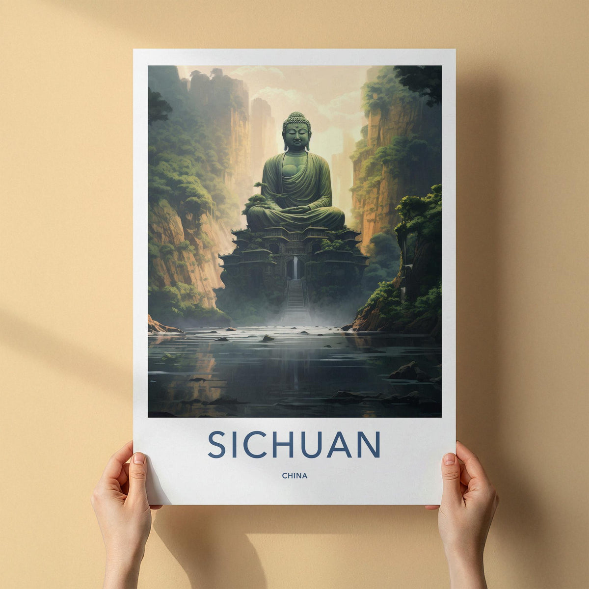 Sichuan Wall Art - Elegant Chinese Landscape Print With Mountain