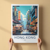 Sai Ying Pun Poster - Vibrant Neon Signs Art & Hong Kong Cityscape