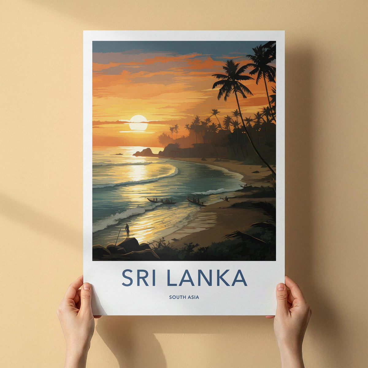 Sri Lanka Poster - Tropical Wall Decor With Sunset Beach Scene Print