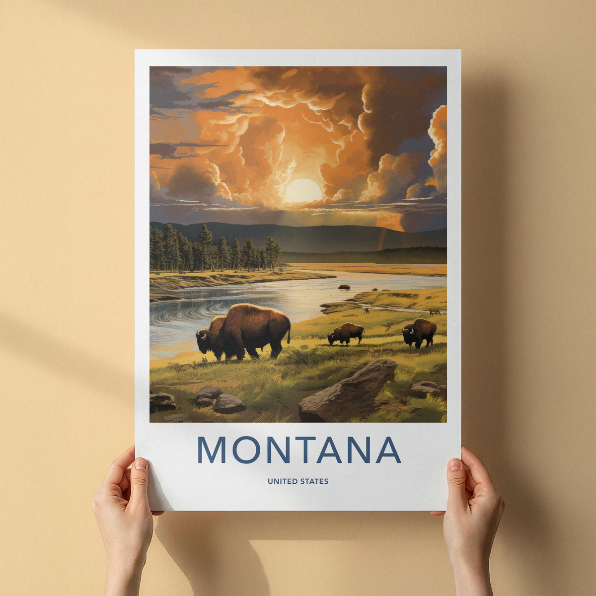 Montana Poster - Bison Wall Art